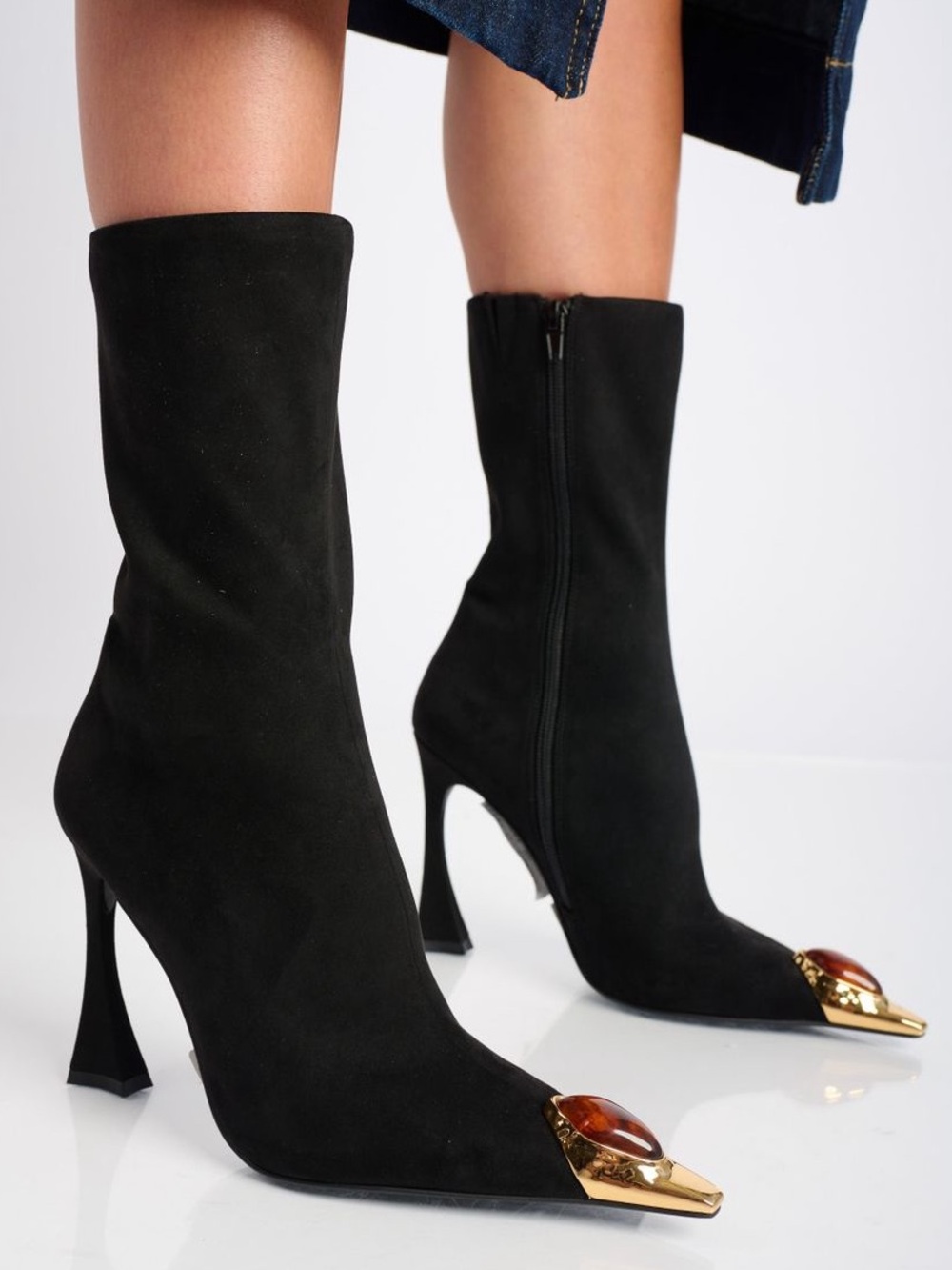 🆕{Jeffery Campbell} Stone Gem Encrusted Heeled Boots